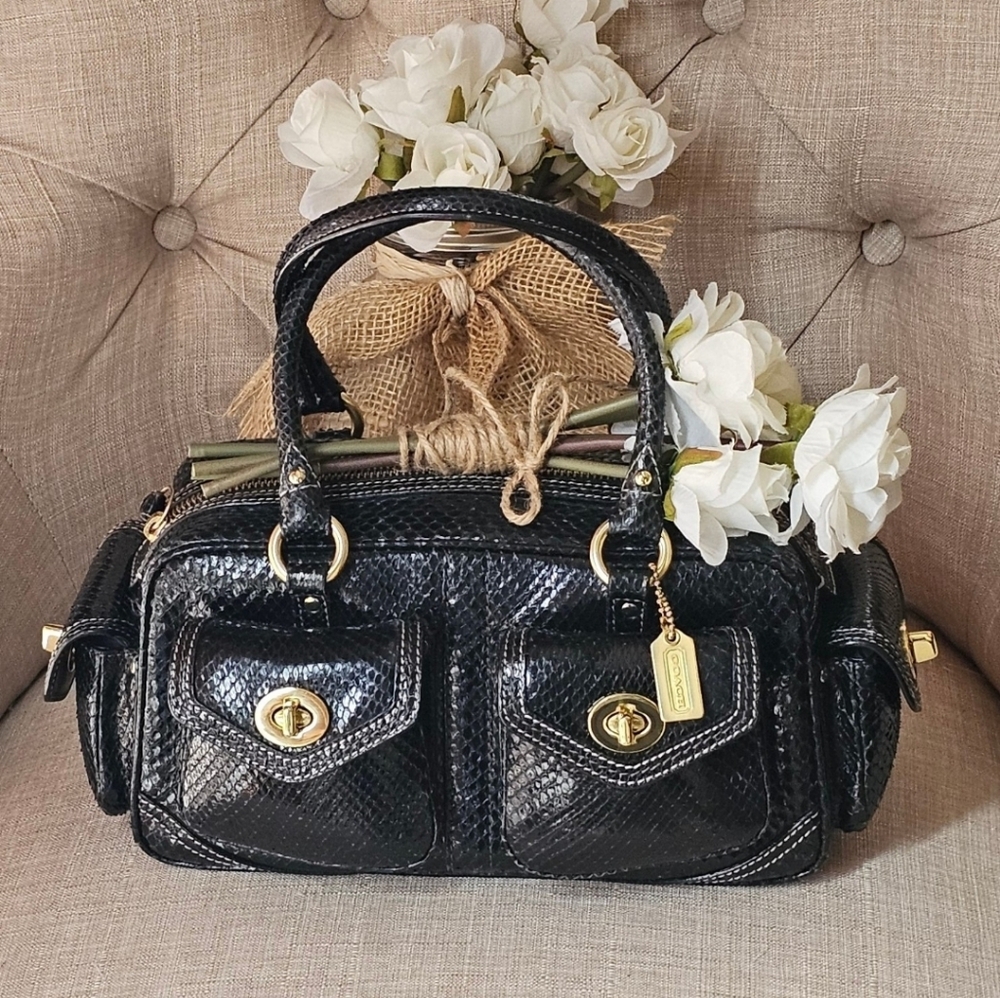 Vintage Coach Genuine Python Gallery Pocket Sachel # 8A84 ( Black ) - Picture 11 of 16